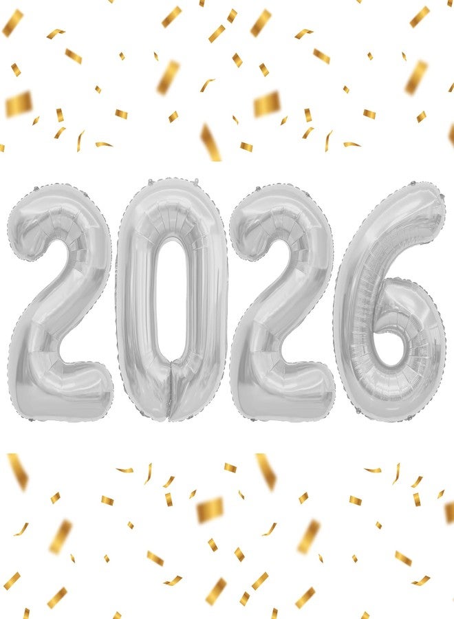 QWZify New Years Decorations Balloons 2026 Graduation Balloons 2026 Balloon Number 40 Inch 2026 Number Balloon Silver Graduation Decoration Class Of 2026 Decorations Grad Graduation Party Supplies - Image 1